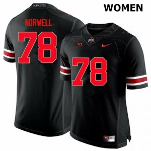 Women's Ohio State Buckeyes #78 Andrew Norwell Black Nike NCAA Limited College Football Jersey Classic WKE5844EO